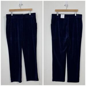 NWT CHICOS Zenergy Velour Solid Pants Size 2 (Large/12) Royal Navy